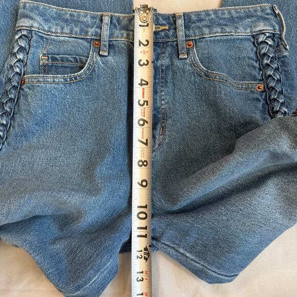 Old Navy Light Blue, Braided Sides Detailed, Extra High Rise, Wide Leg Jeans- 0 - Picture 9 of 9